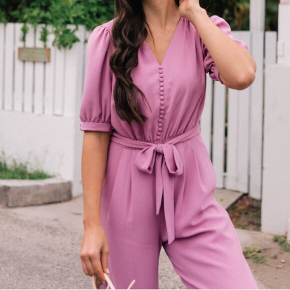 Gal Meets Glam Collection - Gabriella Pink Jumpsuit - Picture 5 of 6
